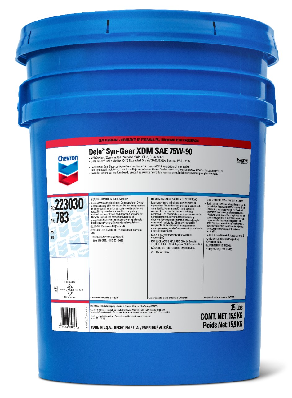 Chevron Delo Syn-Gear XDM SAE 75W-90   -  | Container: 35 lb Pail | Shipped as: 1 X 35 lb Pail - Commercial Gear Oils